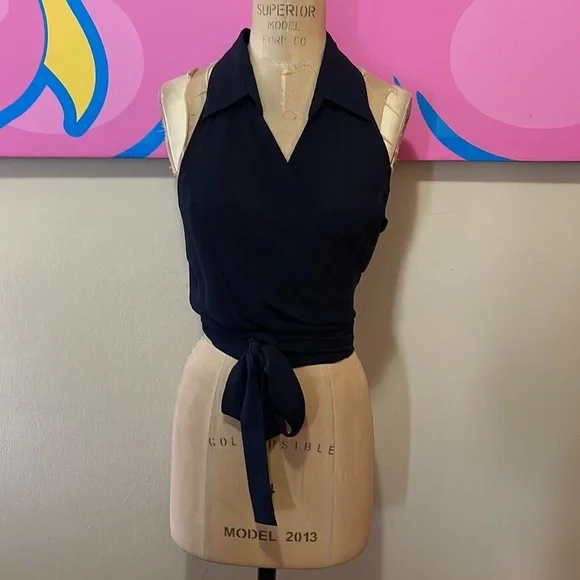 Moschino Silk Wrap Blouse Cruise Me Baby Sleeveless - Picture 2 of 12